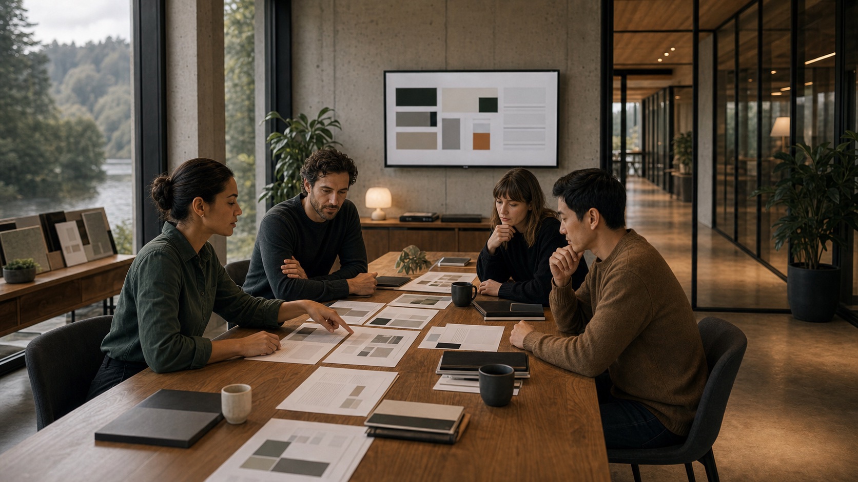 Cross-functional team reviewing shared company context before choosing a Sintra AI alternative